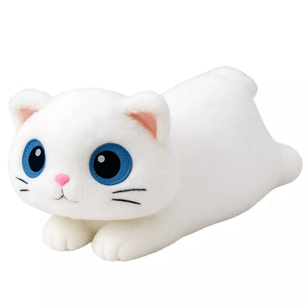 Pliušinis žaislas katė su didelėmis akimis, baltas, 45cm