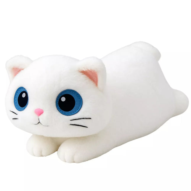 Pliušinis žaislas katė su didelėmis akimis, baltas, 45cm