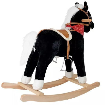 Juodas ir baltas arkliukas siūbuoja Garsai Judesiai Snukis Uodega 74 cm