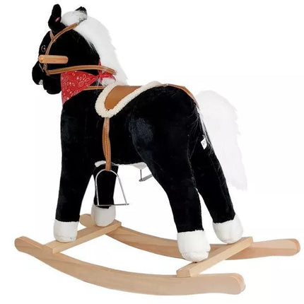 Juodas ir baltas arkliukas siūbuoja Garsai Judesiai Snukis Uodega 74 cm