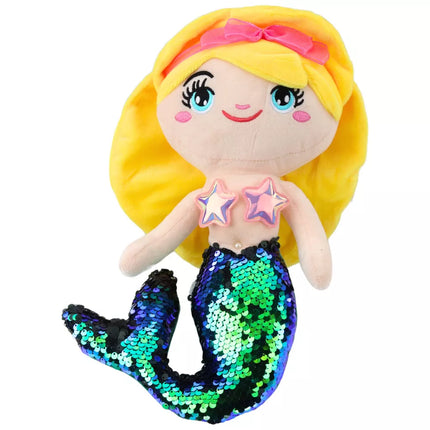 Pliušinis undinėlės žaislas su žvyneliais, uodega žalia, 30 cm