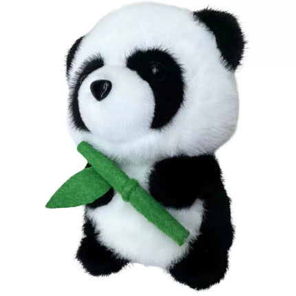 Pliušinis talismanas, mielas žaislas panda su bambuku, 18 cm