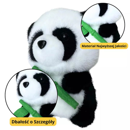 Pliušinis talismanas, mielas žaislas panda su bambuku, 18 cm