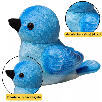 Mažas pliušinis paukštis, zylė, alksninukas, 10 cm