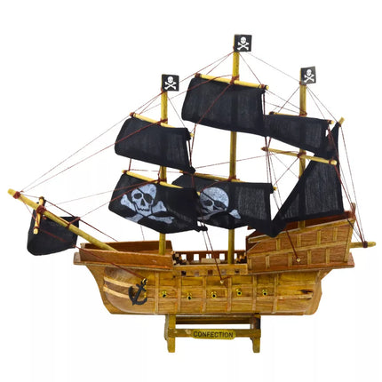 Dekoratyvinis kolekcinis juodas piratų burlaivio modelis 33x29cm