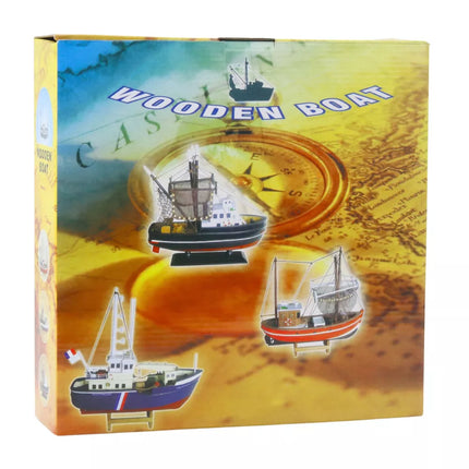 Kolekcinis dekoratyvinis raudono žvejybinio laivo modelis 30x26 cm