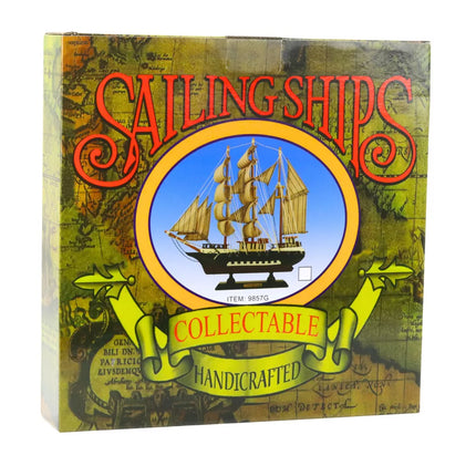 Kolekcinis dekoratyvinis burlaivio modelis, baltas ir mėlynas, 33x31cm