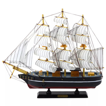 Dekoratyvinis kolekcinis trimastis burlaivis, juodas, 39x36cm