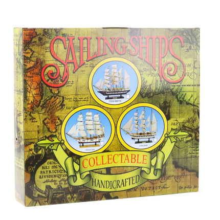 Kolekcinis dekoratyvinis fregatos burlaivio modelis, baltas, 49x43cm