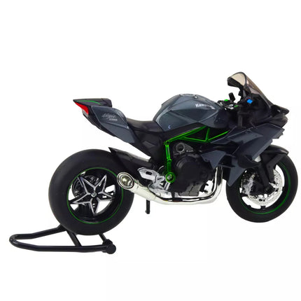 Sportinis motociklas, metalinis, su šviesomis ir garsais, pilkas, 1:12