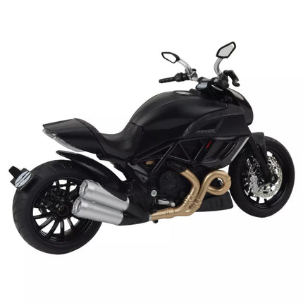 Sportinis motociklas, metalinis, su šviesomis ir garsais, aukso spalvos elementai, juodas, 1:12