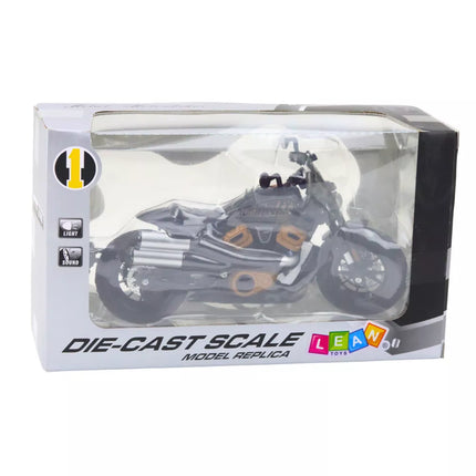 Motociklas Čioperis Metaliniai Šviesos Efektai Garsai Juodas Aukso Elementai 1:12