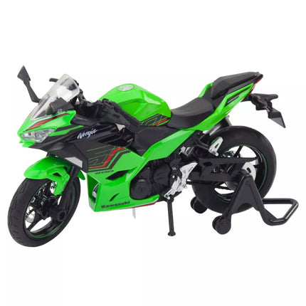 Sportinis motociklas metalinis žalias su šviesomis ir garsais 1:12