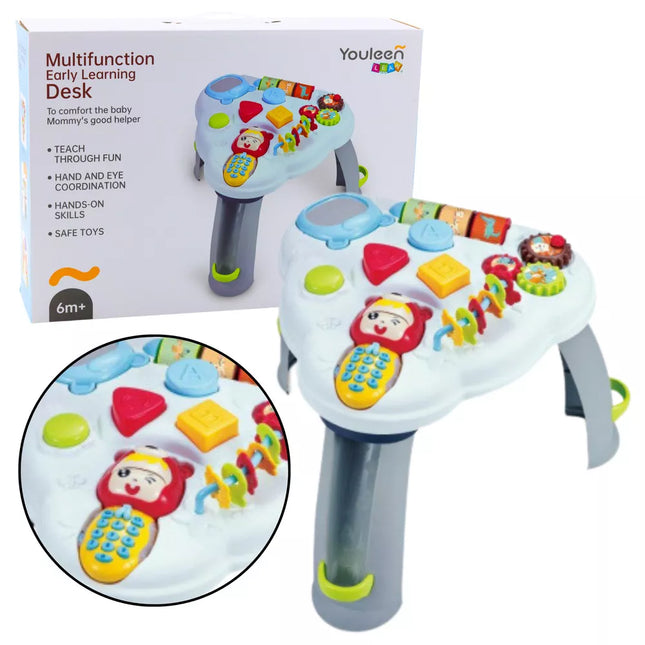 Interaktyvus edukacinis staliukas Trikojis telefonas Šviesos Garsai