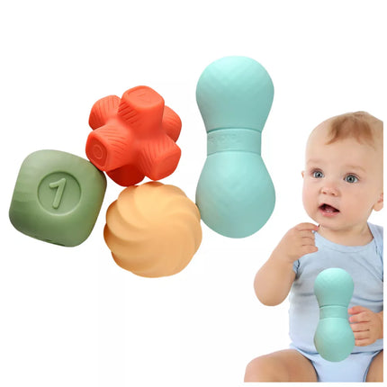 Minkštų sensorinių žaislų rinkinys, spalvoti blokeliai, 6 vnt.