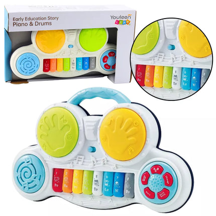 Interaktyvus edukacinis pianinas su būgnais ir spalvingais gyvūnų garsais