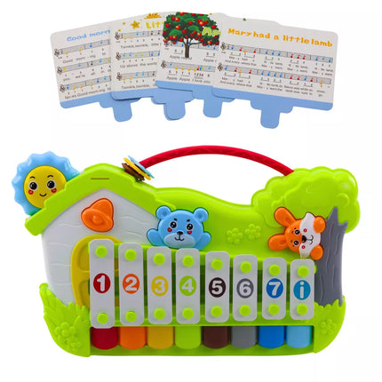 Muzikinis pianinas, ksilofonas, natų kortelės, 5 vnt.