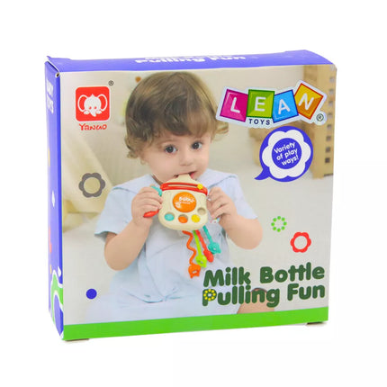 Sensorinis žaislas-kramtukas-barškutis 3in1 mažyliui (buteliuko formos)