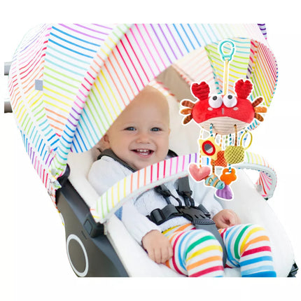 Sensorinis žaislas-krabas lovytės pakabinimui 9in1