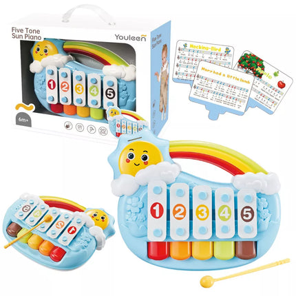 Penkių tonų edukacinis pianinas mažyliams Blue Sun