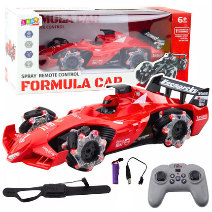 RC automobilis su dūmų efektu 2.4G raudonas