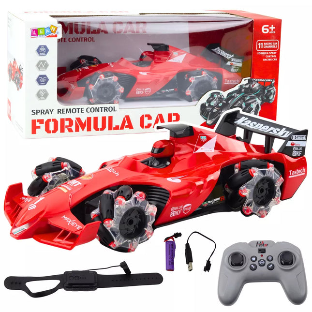 RC automobilis su dūmų efektu 2.4G raudonas