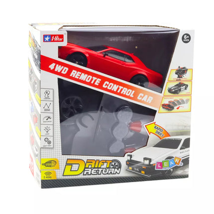 Sportinis automobilis "Drift", keičiami ratai, nuotoliniu būdu valdomas RC 4WD, raudonas