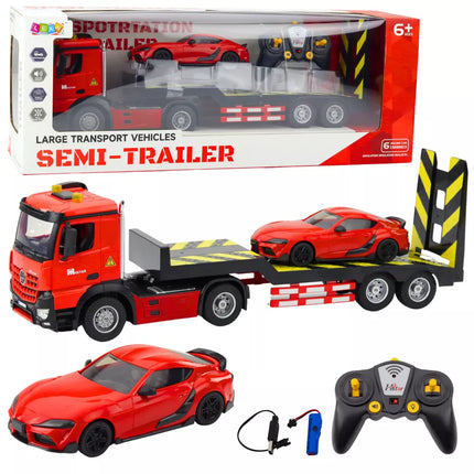 Nuotoliniu būdu valdomas RC automobilio transporterio rinkinys sportinis automobilis raudonas 1:16