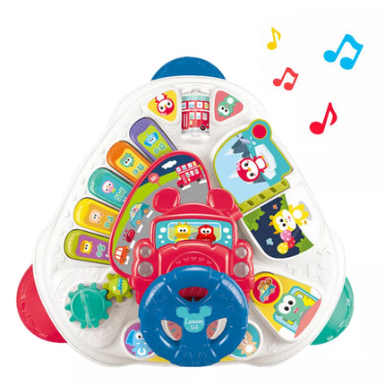 Interaktyvus edukacinis staliukas su vairu, trikampio formos, spalvotas