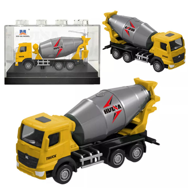 Betono maišyklė, metalinis kolekcinis modelis Huina, geltonas, 1:80