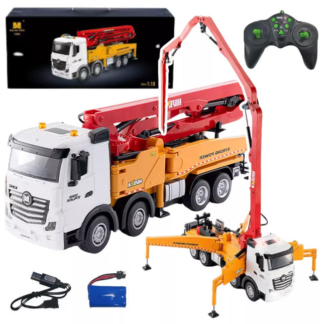 RC Huina betono maišyklė, nuotoliniu būdu valdomas sunkvežimis, geltonas, 1:18