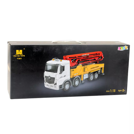 RC Huina betono maišyklė, nuotoliniu būdu valdomas sunkvežimis, geltonas, 1:18