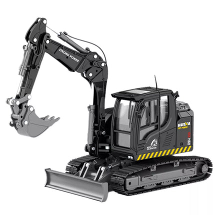 Metalinio ratinio ekskavatoriaus su buldozeriu Huina juodas 1:50
