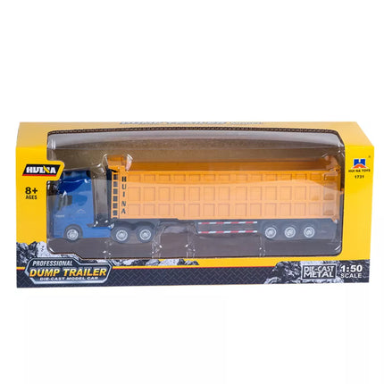 Sunkvežimis su puspriekabe metalinis geltonas Huina 1:50