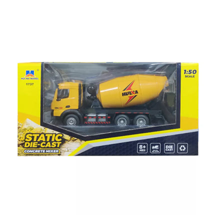 Betono maišyklė, statybinė transporto priemonė, metalinė, Huina, geltona, 1:50