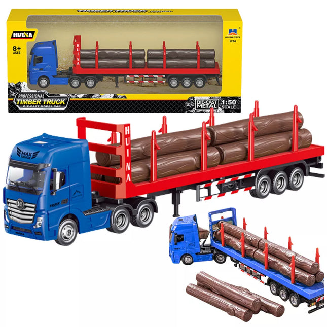 Sunkvežimis medienos gabenimui Metalinis Huina 1:50 Raudonas