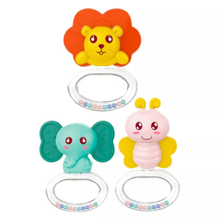 3 kūdikių barškučių-kramtukų gyvūnėlių rinkinys