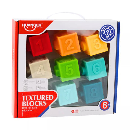 Guminiai sensoriniai edukaciniai kaladėlės mažyliams, su skaičiais, gyvūnais ir raštais, 8 vnt.