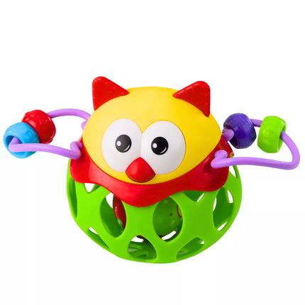 Minkštas kamuolys pelėda su barškučiu, sensorinis žaislas, žalias