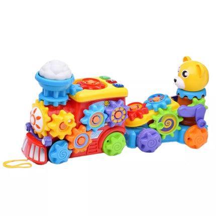 Interaktyvus muzikinis traukinukas kūdikiams Meškiukas Pavaros Spalvingas