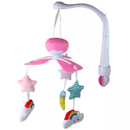 Vaikiškos lovytės karuselė su dangaus garsais, rožinė