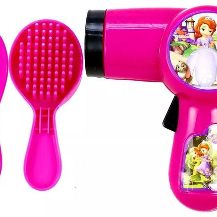 Rinkinys "Princesė lagaminėlyje" - Plaukų džiovintuvas, Auskarai, Galvos juosta, Rožinis