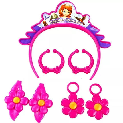 Rinkinys "Princesė lagaminėlyje" - Plaukų džiovintuvas, Auskarai, Galvos juosta, Rožinis