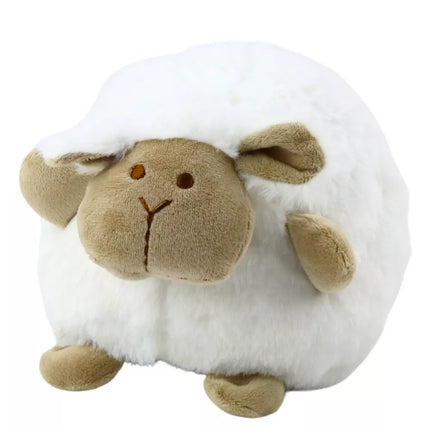 Pliušinis miegantis avinėlis, mielas žaislas su šviesomis ir garsais, baltas