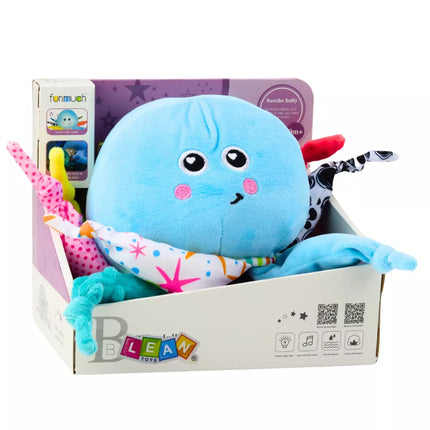 Pliušinis aštuonkojis, skirtas miegui, mielas žaislas su šviesomis ir garsais, mėlynas