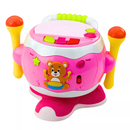 Muzikinis interaktyvus būgnas kūdikiams, su šviesomis ir garsais, rožinis