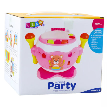 Būgnas vaikams, muzikinis interaktyvus, šviesos ir garsai, mėlynas