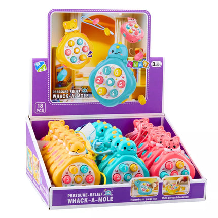 Mini "Whack-A-Mole" įgūdžių žaidimas, gyvūnai, skaičiai, spalvų mišinys