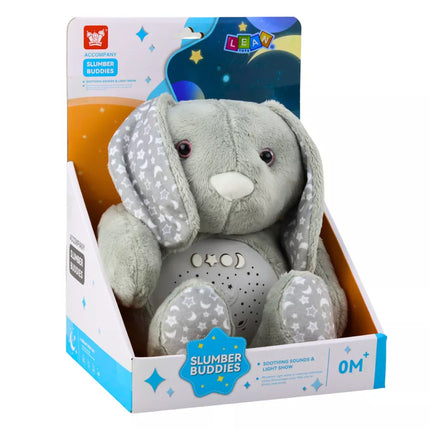 Pliušinis triušis, miegantis, minkštas žaislas-projektorius su garsais, pilkas