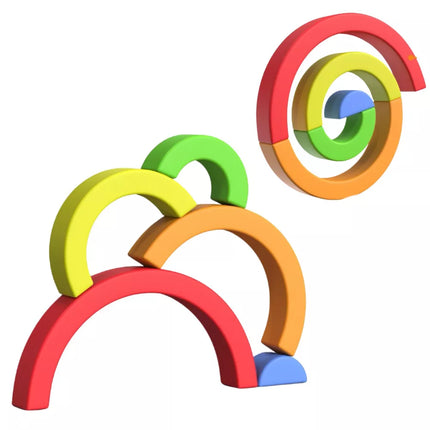 Vaivorykštinis dėlionė mažyliams Spalvingi guminiai kaladėlės 5 vnt.